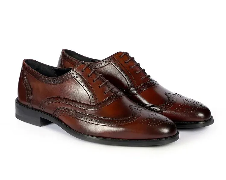 Men's Brown Wingtip Brogue Dress Shoes
