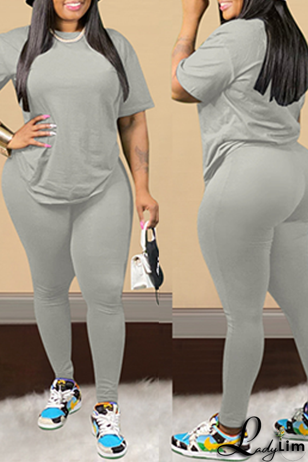 Black Sexy Solid Split Joint O Neck Plus Size