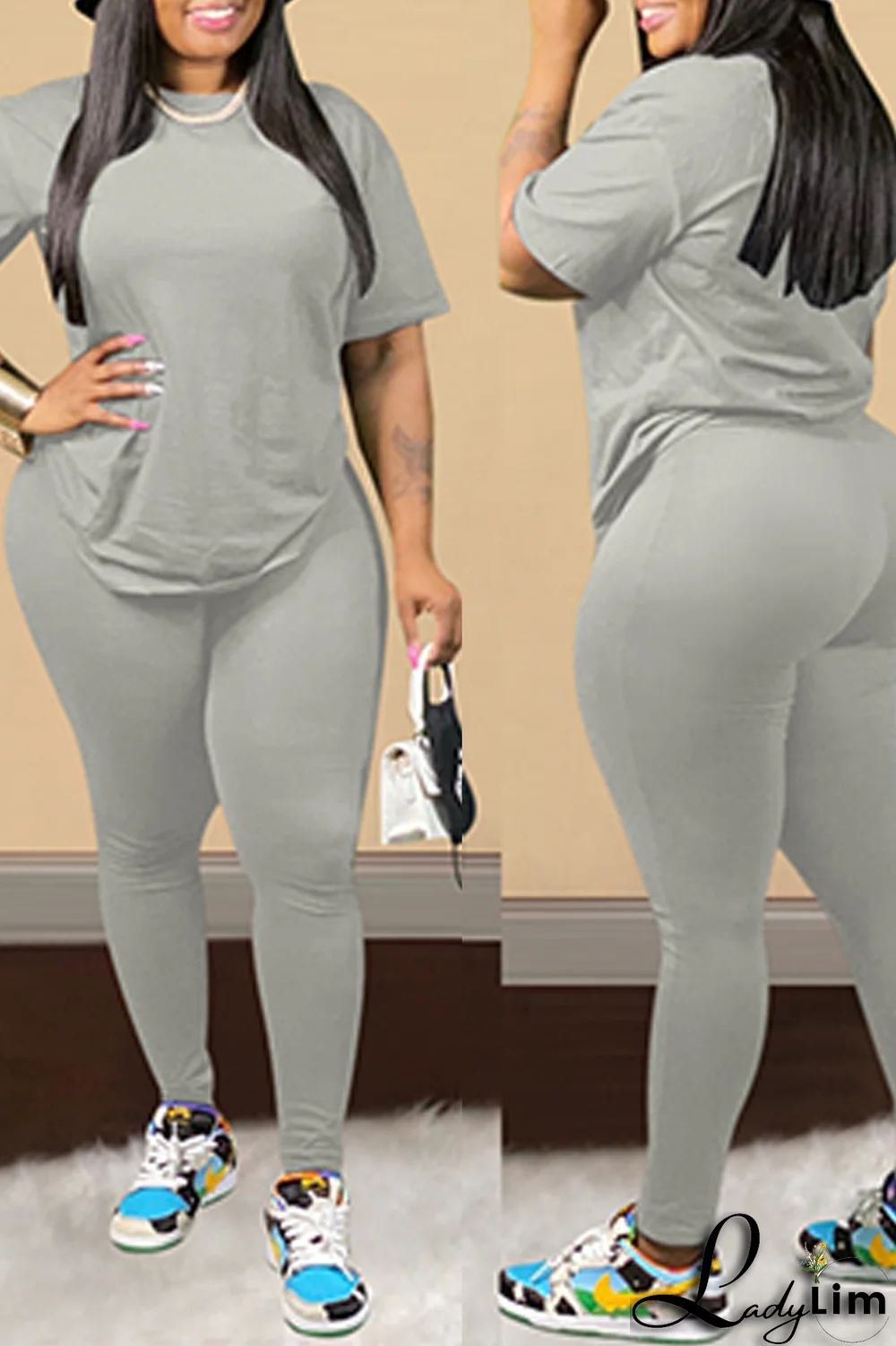 Black Sexy Solid Split Joint O Neck Plus Size