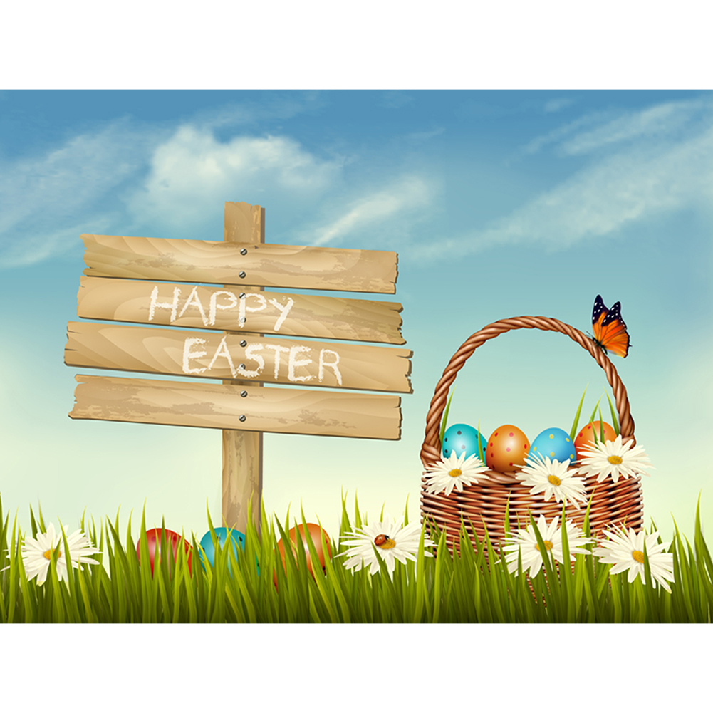 

Happy Easter Print Photo Backdrop Camera Audio Decor Photography Background, 501 Original