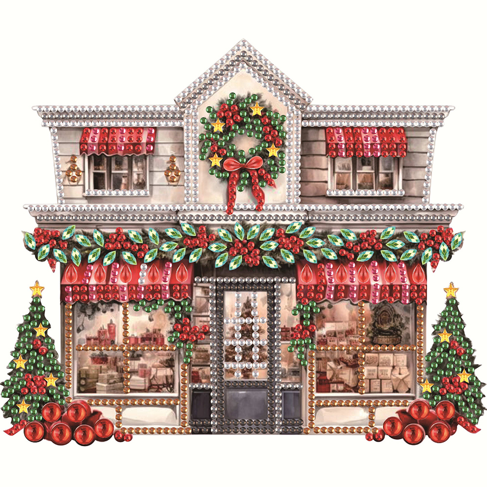 Christmas Shop 25*25cm(canvas) special shaped drill diamond painting
