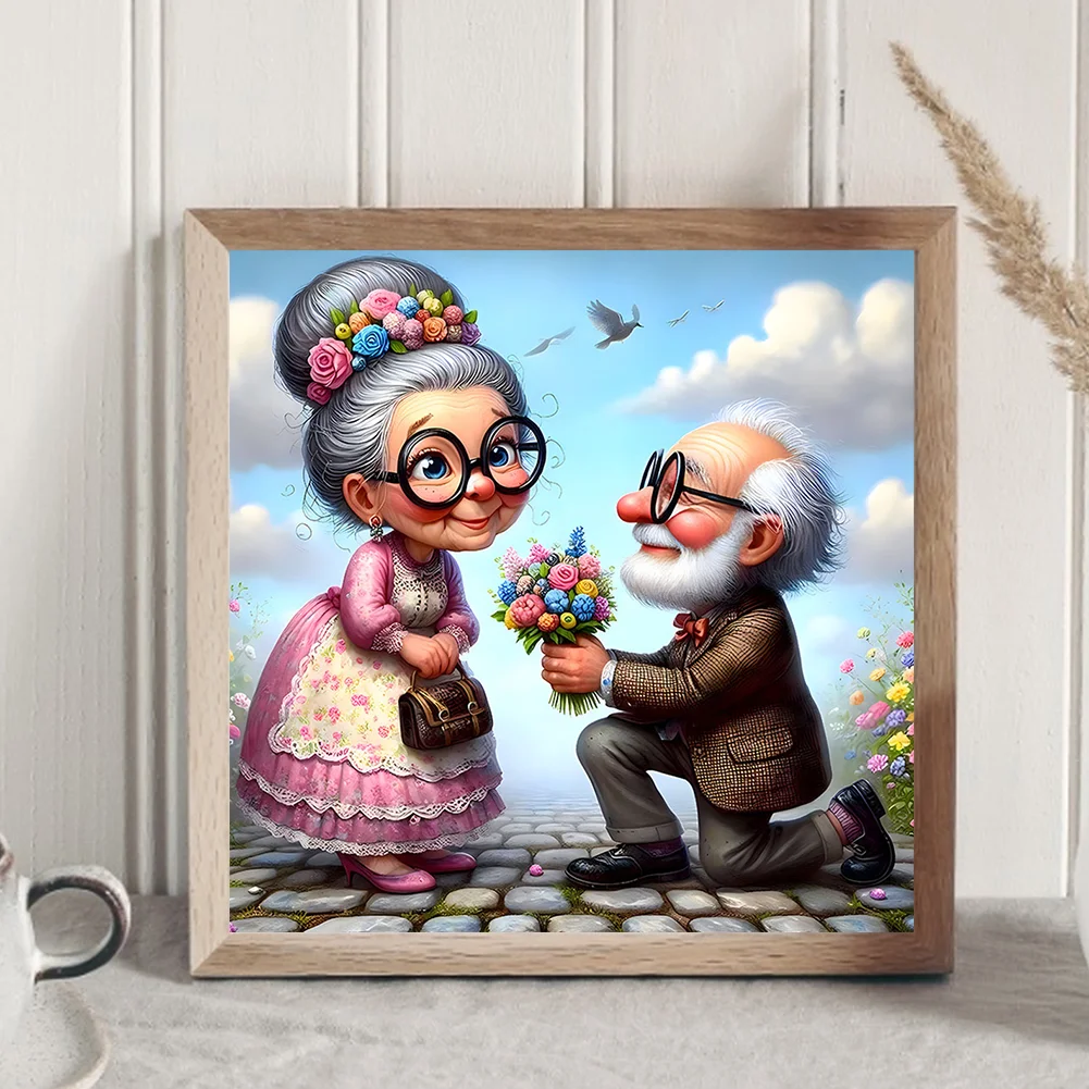 Diamond Painting - Full Round Drill - Old Couple(Canvas|30*30cm)