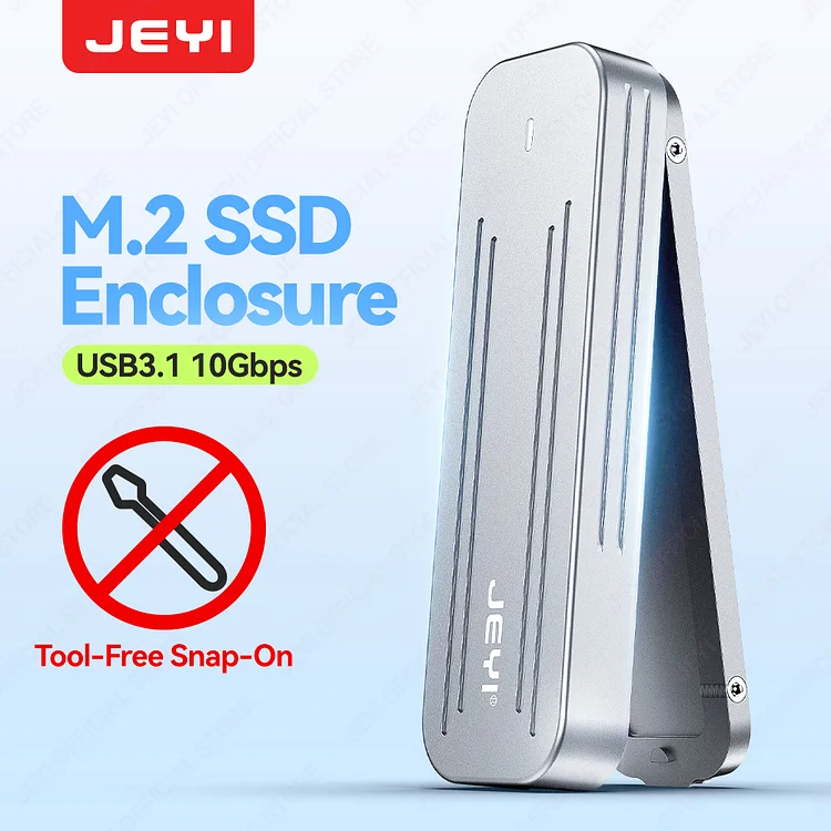 JEYI M.2 NVMe 2280/60/42 (4TB SSD)Hard Drive Enclosure USB3.1 (10Gbps) RTL9210 Chip Tool-Free Installation Aluminum Alloy Case