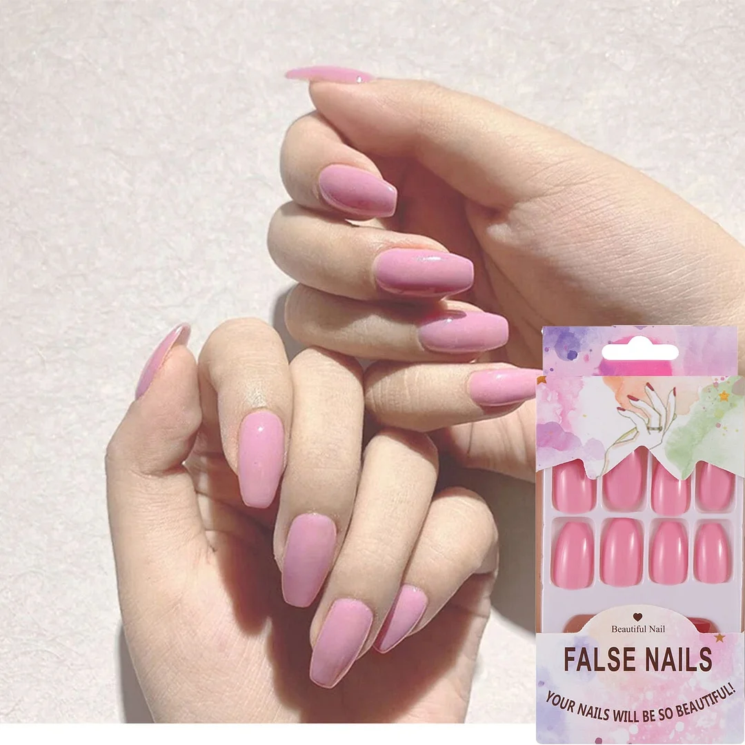 24Pcs Detachable French False Nails Ballerina Wearable Artificial Stiletto Fake Nails DIY Press Glue Full Cover Coffin Nail Tips