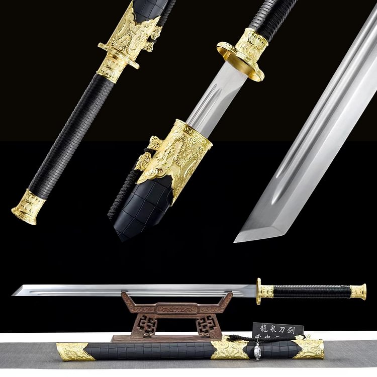 Rail steel black Sheath Samurai sword,gold tsuba katana,Silver knife Japanese handmade,katana swords,best katana,anime katana,cosplay sword