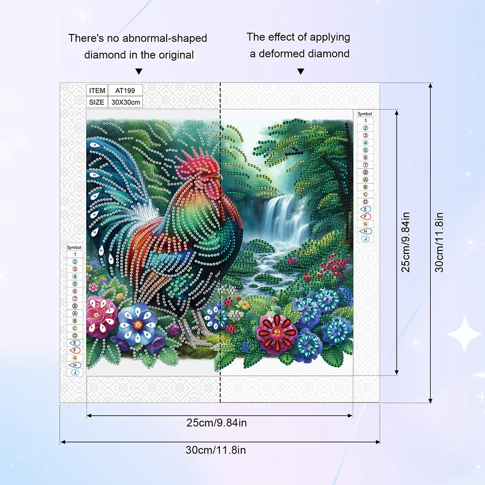 4pcs Diamond Painting - Partial Special Shaped Drill - Chicken(Canvas|30*30cm)