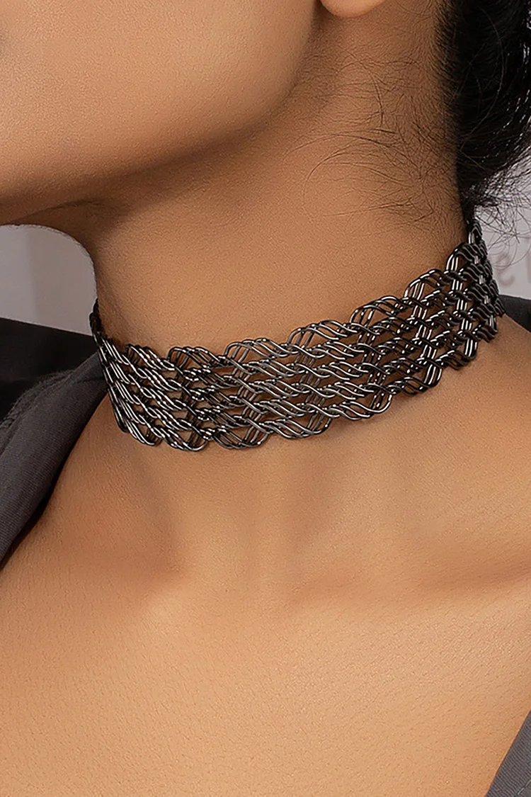 Punk Hollow Reticulated Layer Metal Necklaces