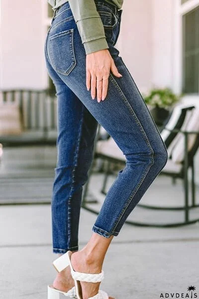 Buttoned Slim Jeans with Pockets