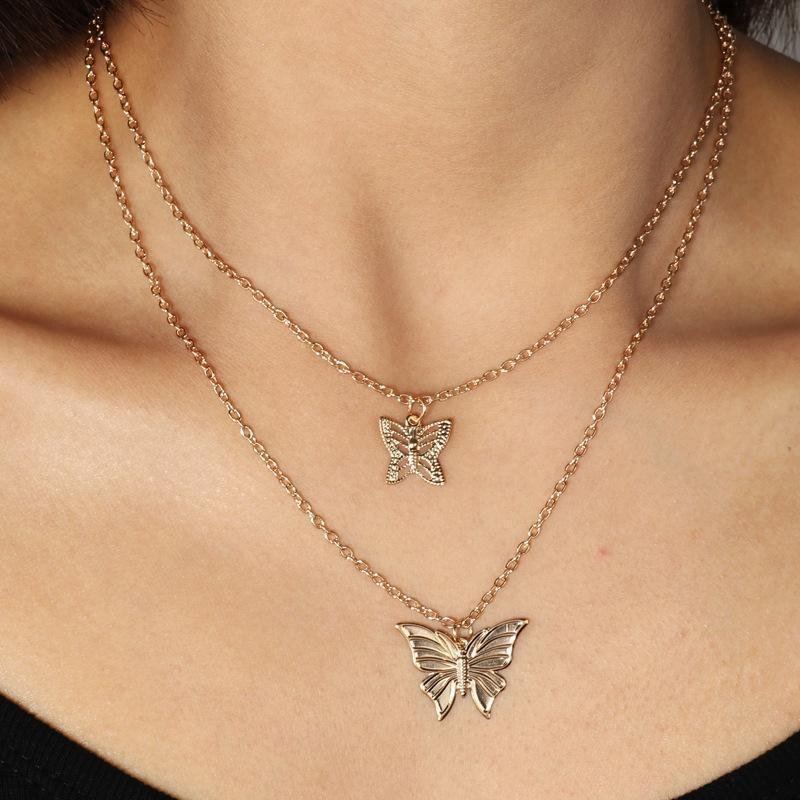 Hollow Cute Animal Butterfly Clavicle Long Pendants Necklaces
