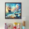 Coffee Sailboat-11CT Stamped Cross Stitch 40*40cm/15.75*15.75in tapestrymarket