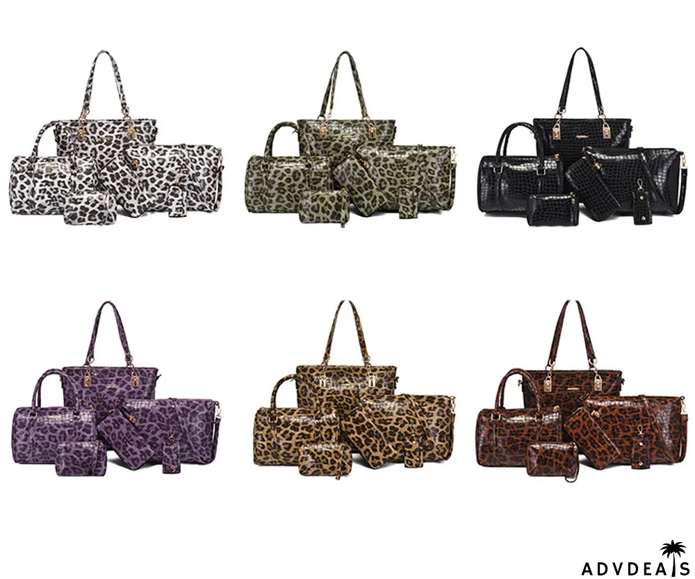 Fashionable crocodile pattern six-piece bag retro portable pillow bag one-shoulder Messenger large-capacity women's bag