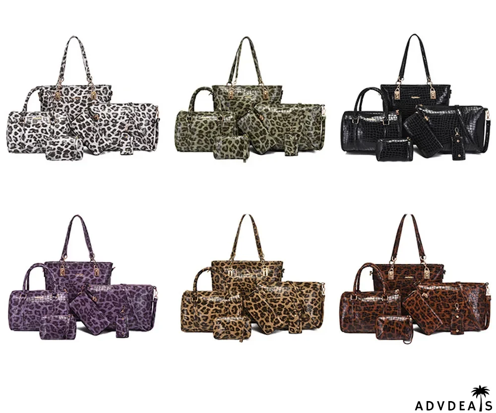 Fashionable crocodile pattern six-piece bag retro portable pillow bag one-shoulder Messenger large-capacity women's bag