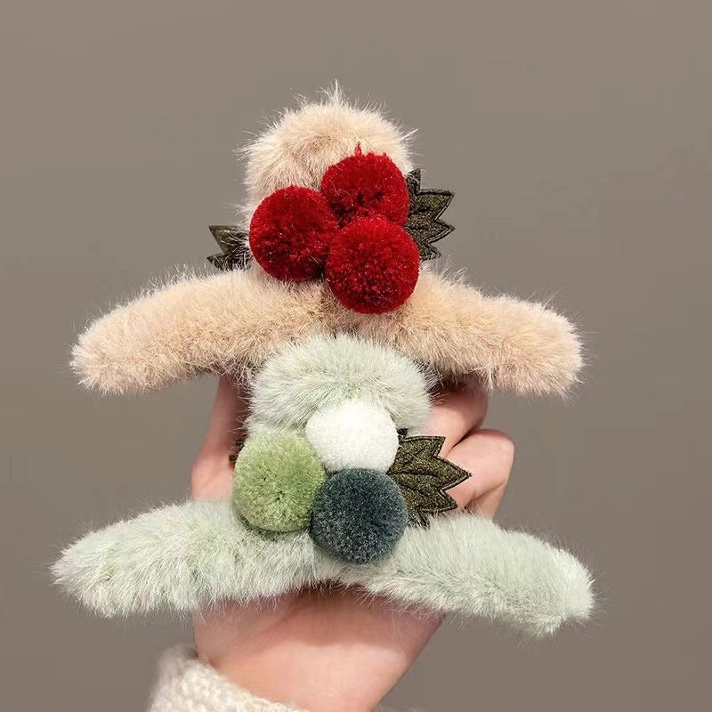 Women's Minimalist Solid Color Plush Hair Claws