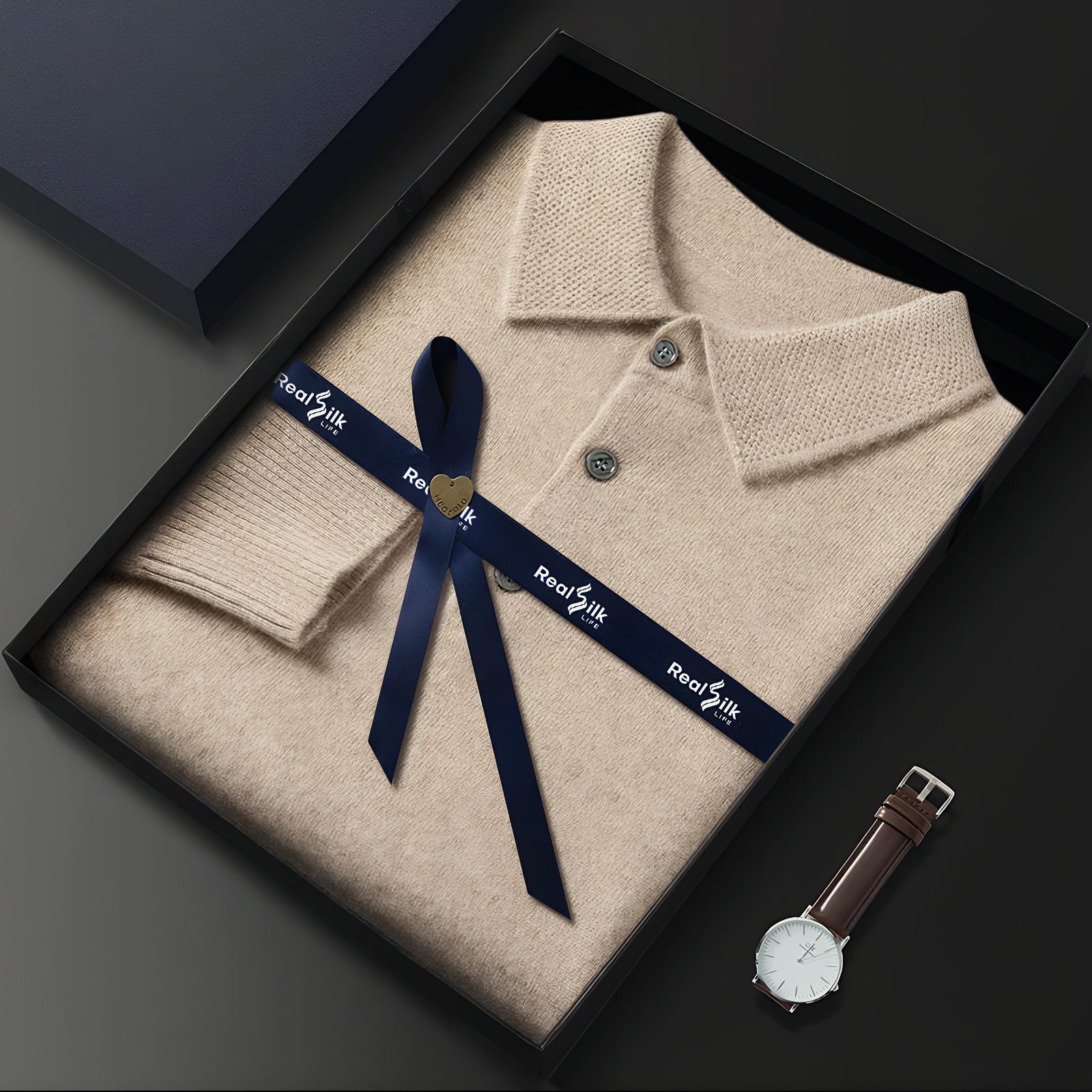 Solid Polo Cashmere Sweater REAL SILK LIFE