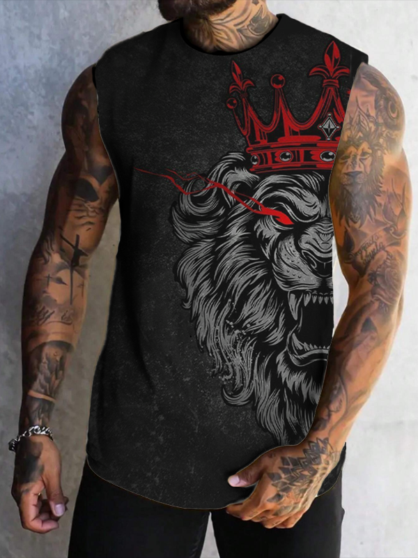 Men's The Angry Lion King Print Tank Top