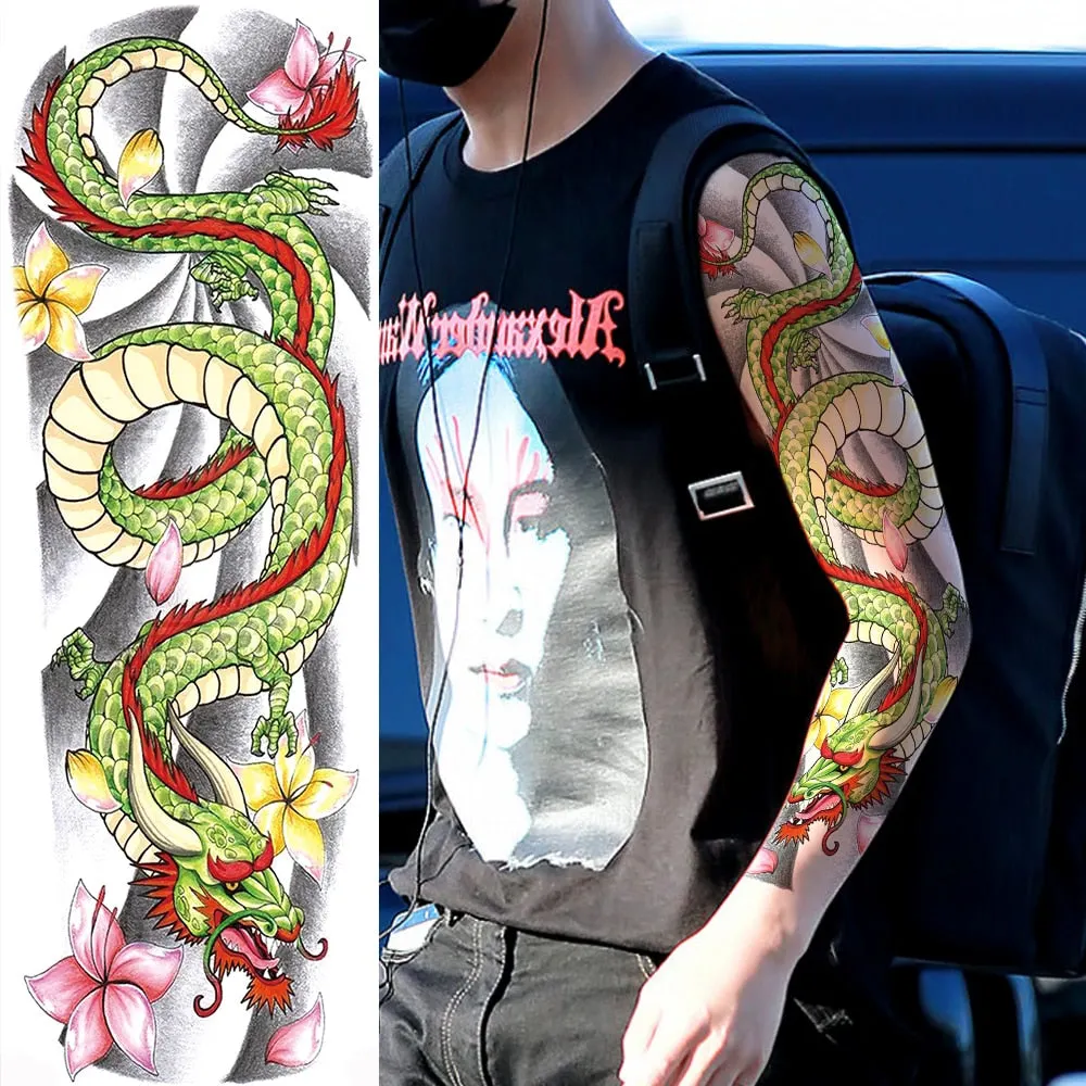 Body Art Full Arm Leg Sleeve Tatoo Big Animal Tiger Lion Temporary Tattoos For Men Women Water Transfer Fake Tattoo Stickers
