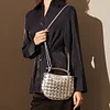 Stylish Silver Weaved Leather Women's Shoulder Bag