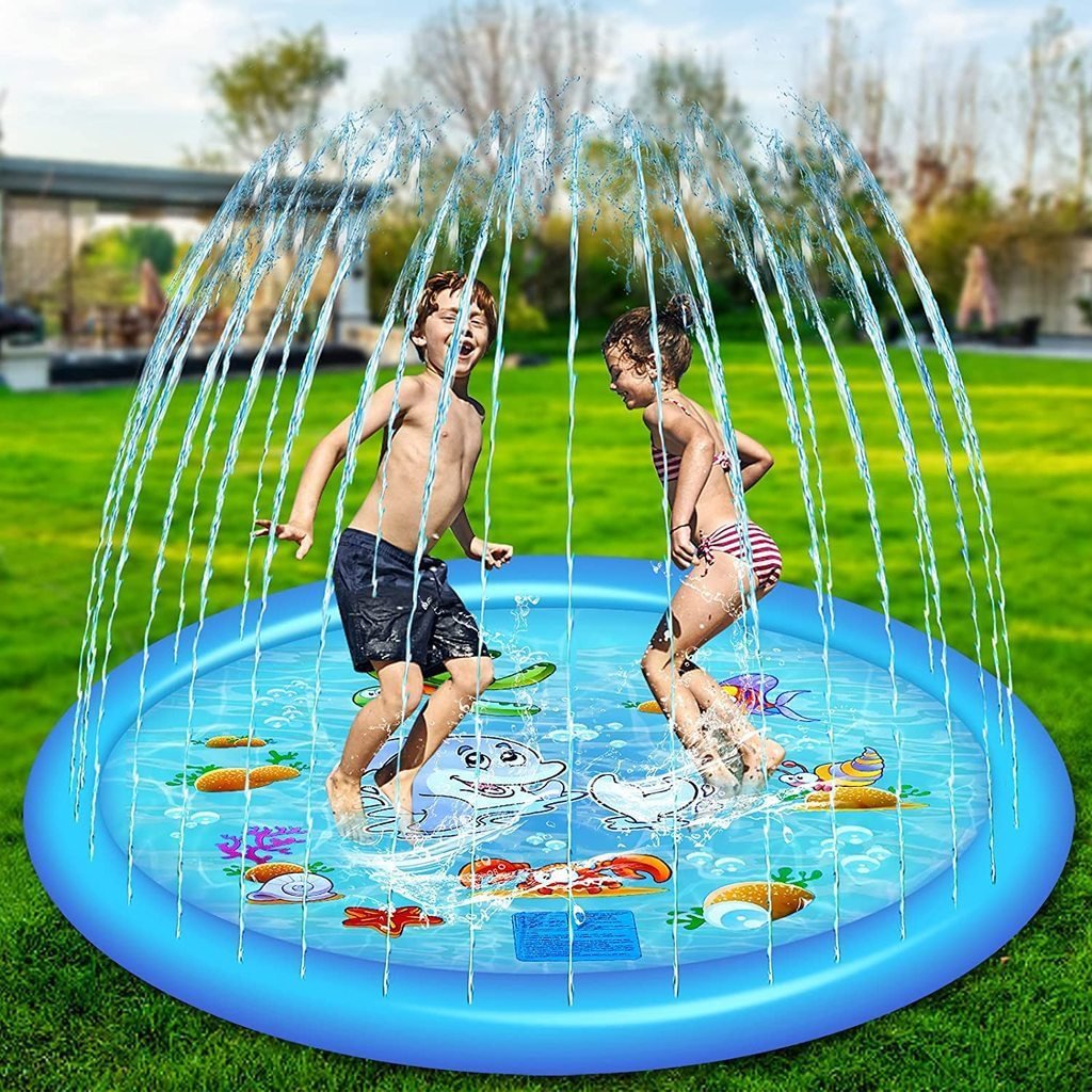 Sprinkler For Kids And Baby Outdoor Splash Pad Inflatable Toy For Summer 68'' - vzzhome