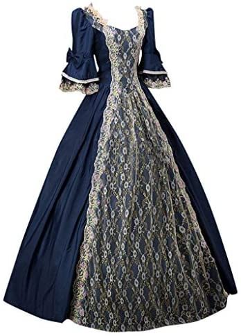 Plus Size Women Vintage Gothic Dress Half Sleeve Medieval Renaissance Maxi Princess Dresses Retro Gown Halloween Costume Novameme