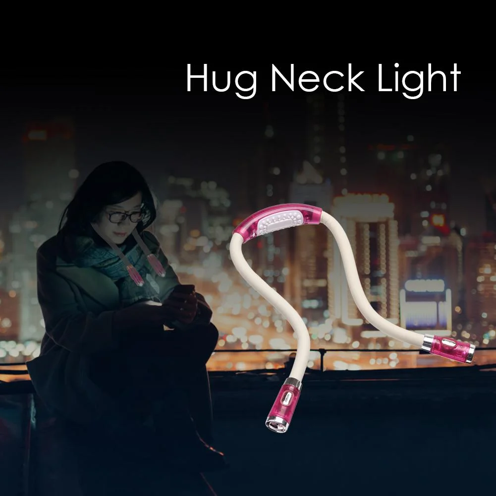 LED Flexible Handsfree Hug Neck Reading Book Light Torch Flashlight (Pink)