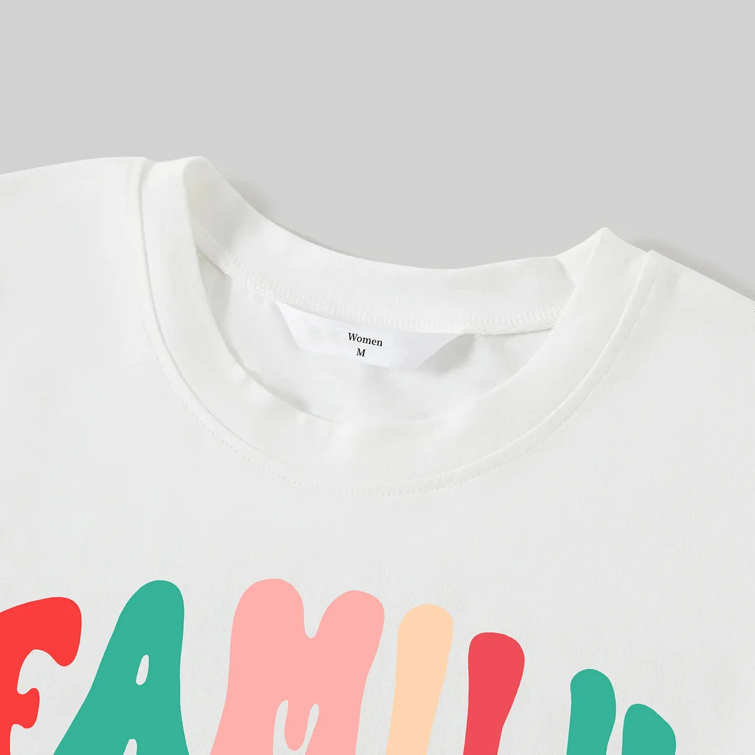 "Family Christmas 2024" Colorful Letter Pattern White Long Sleeve with White&Red&Green Plaid Pants Family Matching Pajamas