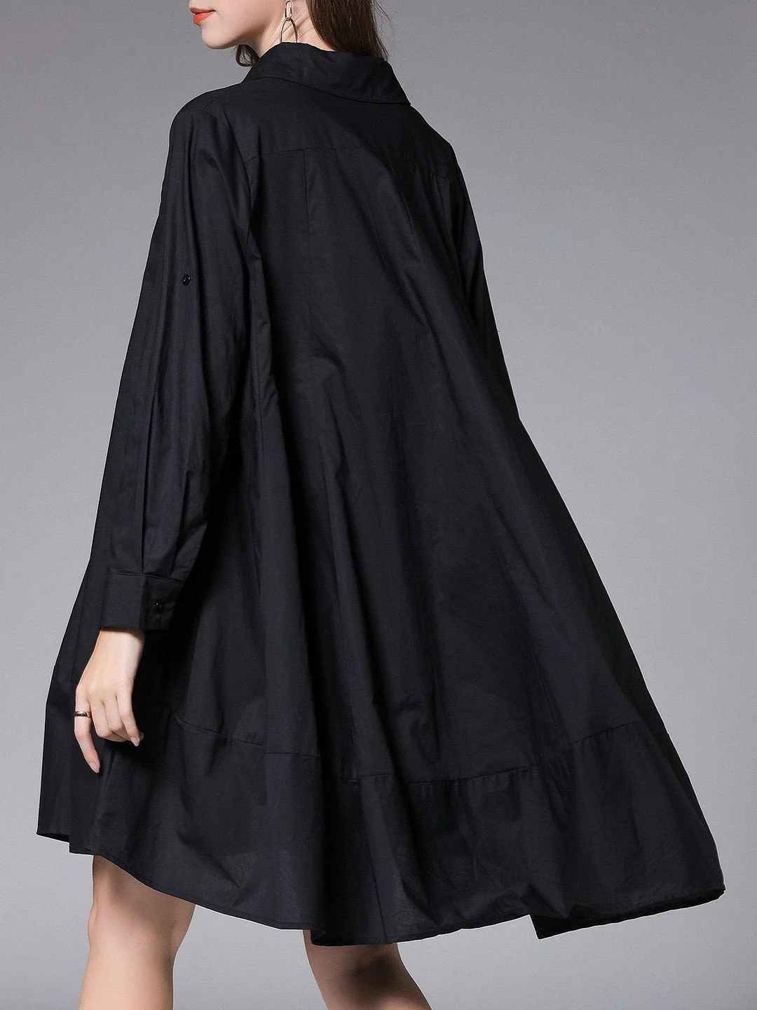 Shirred Shift Casual Midi Dress