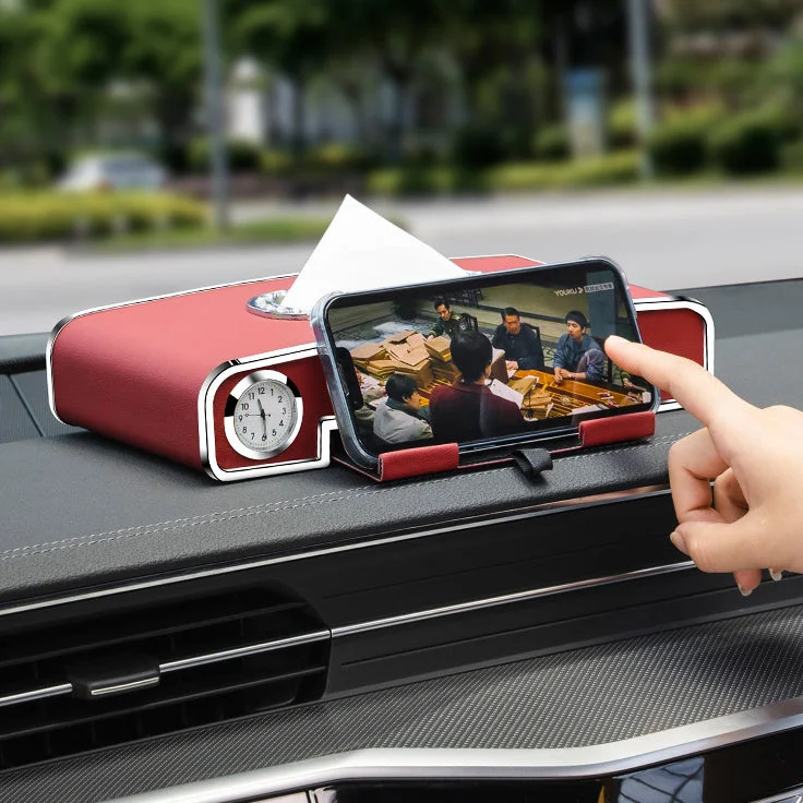 Car Clock Tissue Box with Holder