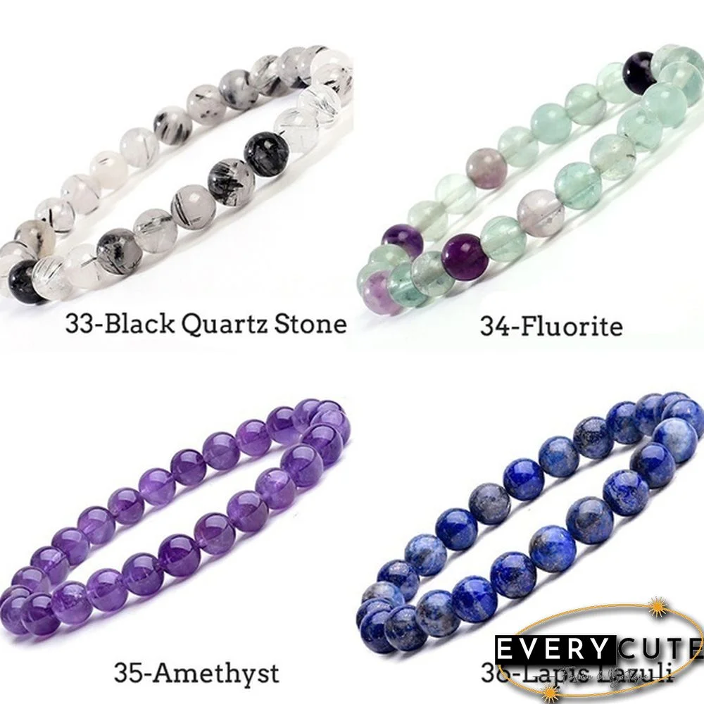 Natural Gemstone Round Beads 8mm Bracelets Apatite / Agate /amethyst /watermelon /Rose Quartz /Morgan Stone/malachite/Tiger Eye Fashion Bracelet 75 Styles