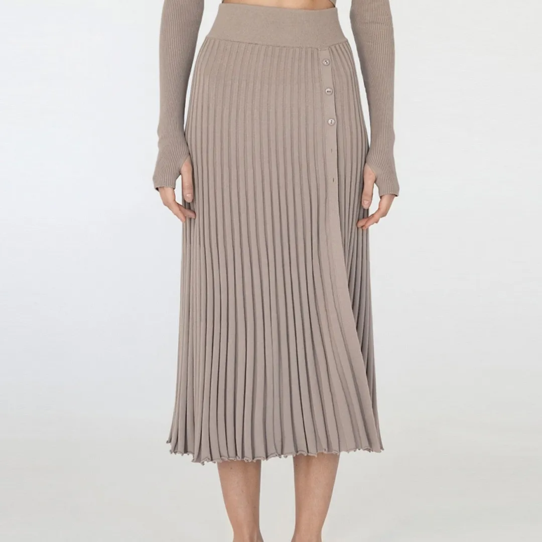 Tossy New White Knit Two Piece Women Sets Fall Ribbed Crop Top And Pleated Knitted Skirt Suits For Women Midi Dress Sets 2021