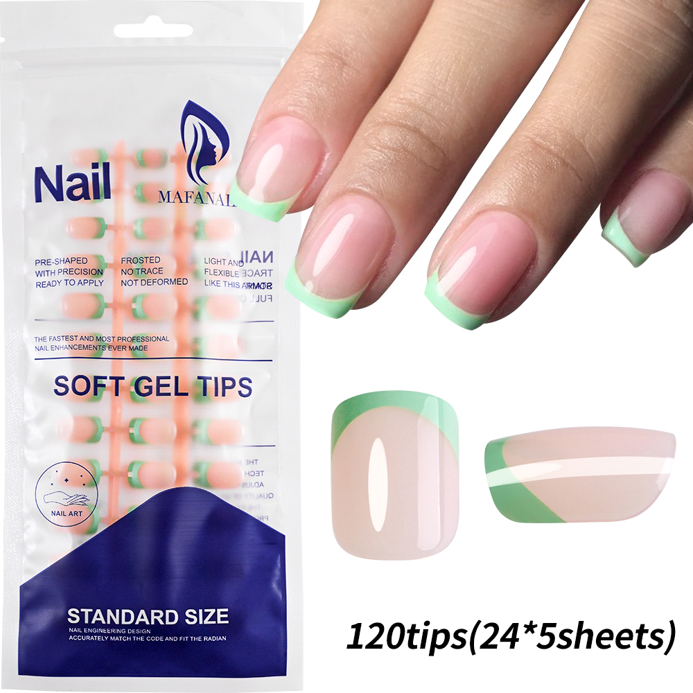 Ddmcloud 240pcs Vibrant French Nail Tips in Pink/Yellow/Green/Purple/Rose Red Chic Short Square Press-On Nails Simple & Elegant Nail Styl
