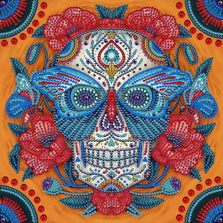 Skull - Partial Special Shaped Drill Diamond Painting - 30x30cm(Canvas)