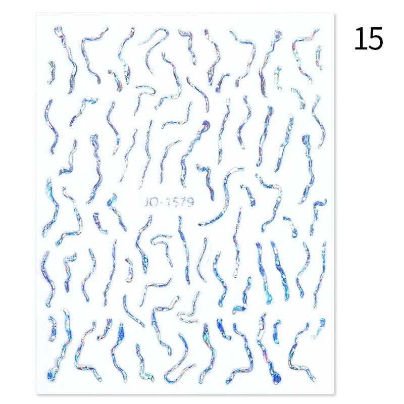 1Pc Black White French 3D Nail Sticker Hollow Painting Nail Trasnfer Sliders Manicure Butterfly Star Heart Pattern Nail Decor-Nail Inspo