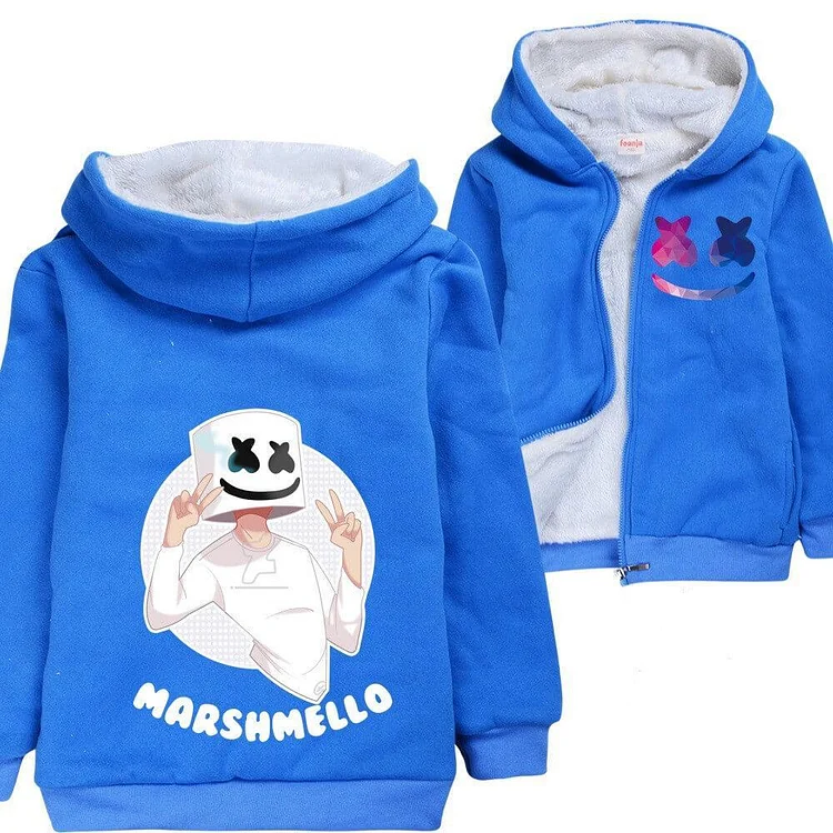 Mayoulove Dj Marshmello Yeah Print Boys Child Fleece Lined Cotton Zip Up Hoodie-Mayoulove