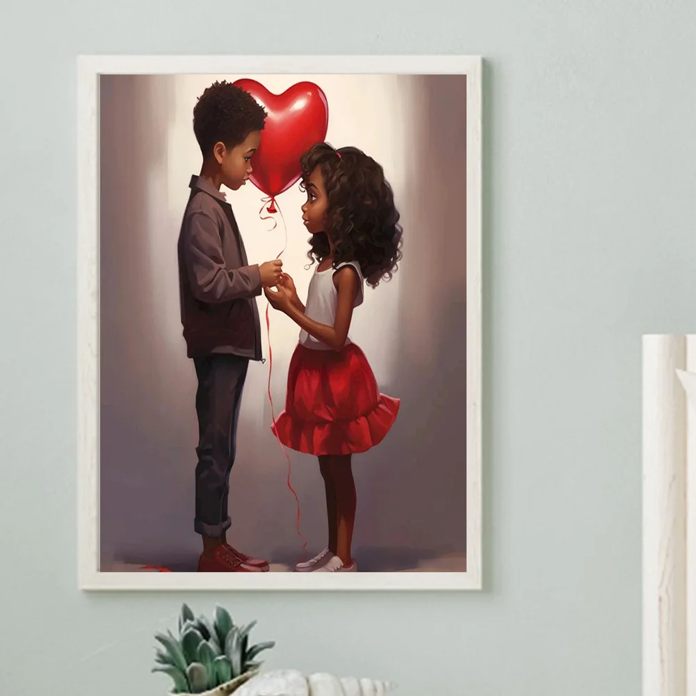 Diamond Painting - Full Round Drill - Kid Sweet Couple(Canvas|30*40cm)
