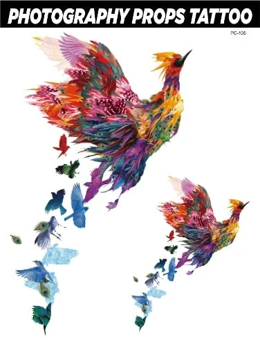 32*24cm Big Tattoo Stickers Green Butterfly Fish Dragon Buddha Waterproof Temporary Flash Tattoos Full Back Chest For Men Women