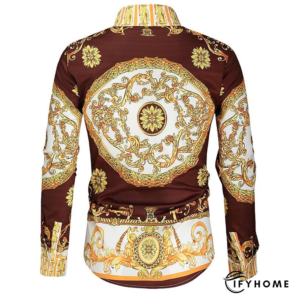 Men's Shirt Prom Shirt Classic Collar Spring &  Fall Long Sleeve Black White Red Geometric Party Casual Clothing Apparel Print | IFYHOME