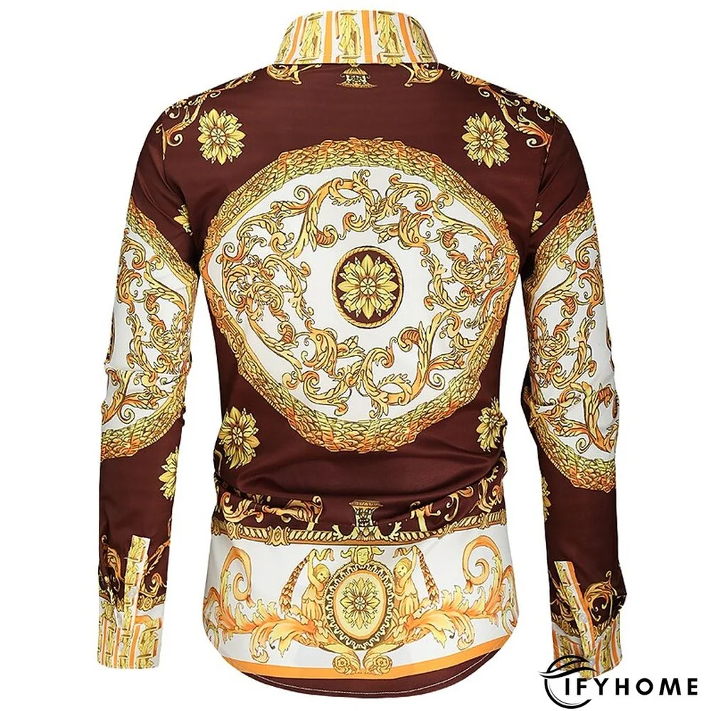 Men's Shirt Prom Shirt Classic Collar Spring &  Fall Long Sleeve Black White Red Geometric Party Casual Clothing Apparel Print | IFYHOME