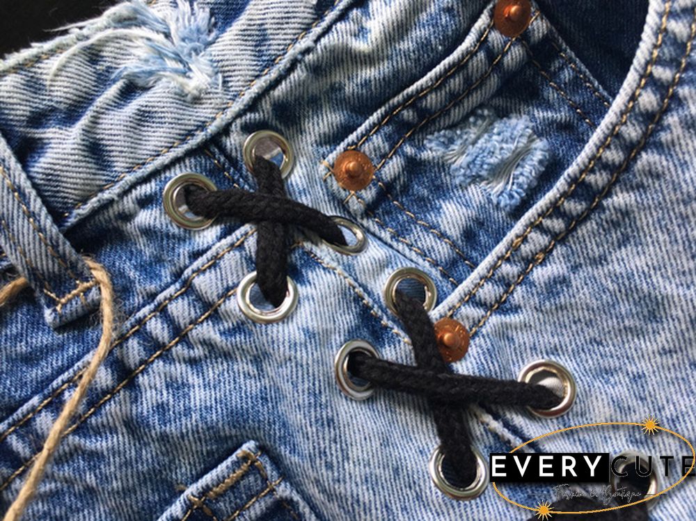 Womens Jean Shorts High Waisted Frayed Ripped Denim Short Jeans Size Lace up Shorts Plus Size