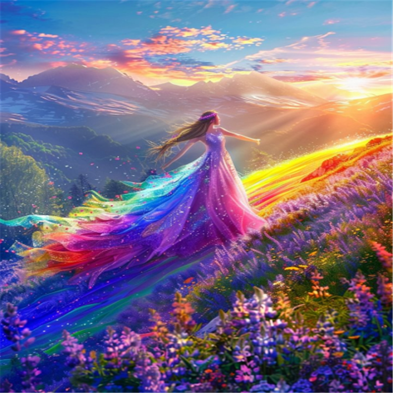 5D DIY Full Round Drill Partial AB Diamond Painting Girl Kit Art Decor 45x55cm