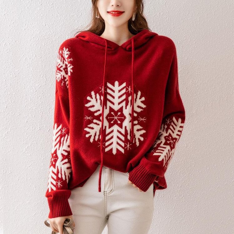 Red Long Sleeve Casual Shift Sweater