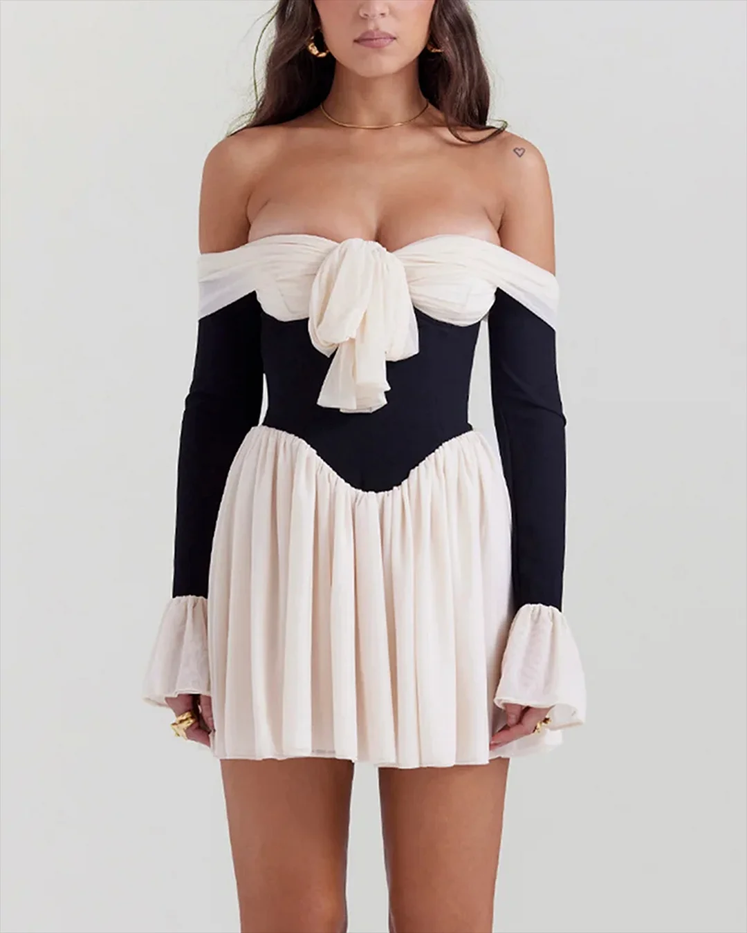 Women's Off-Shoulder Paneled Mini Dress
