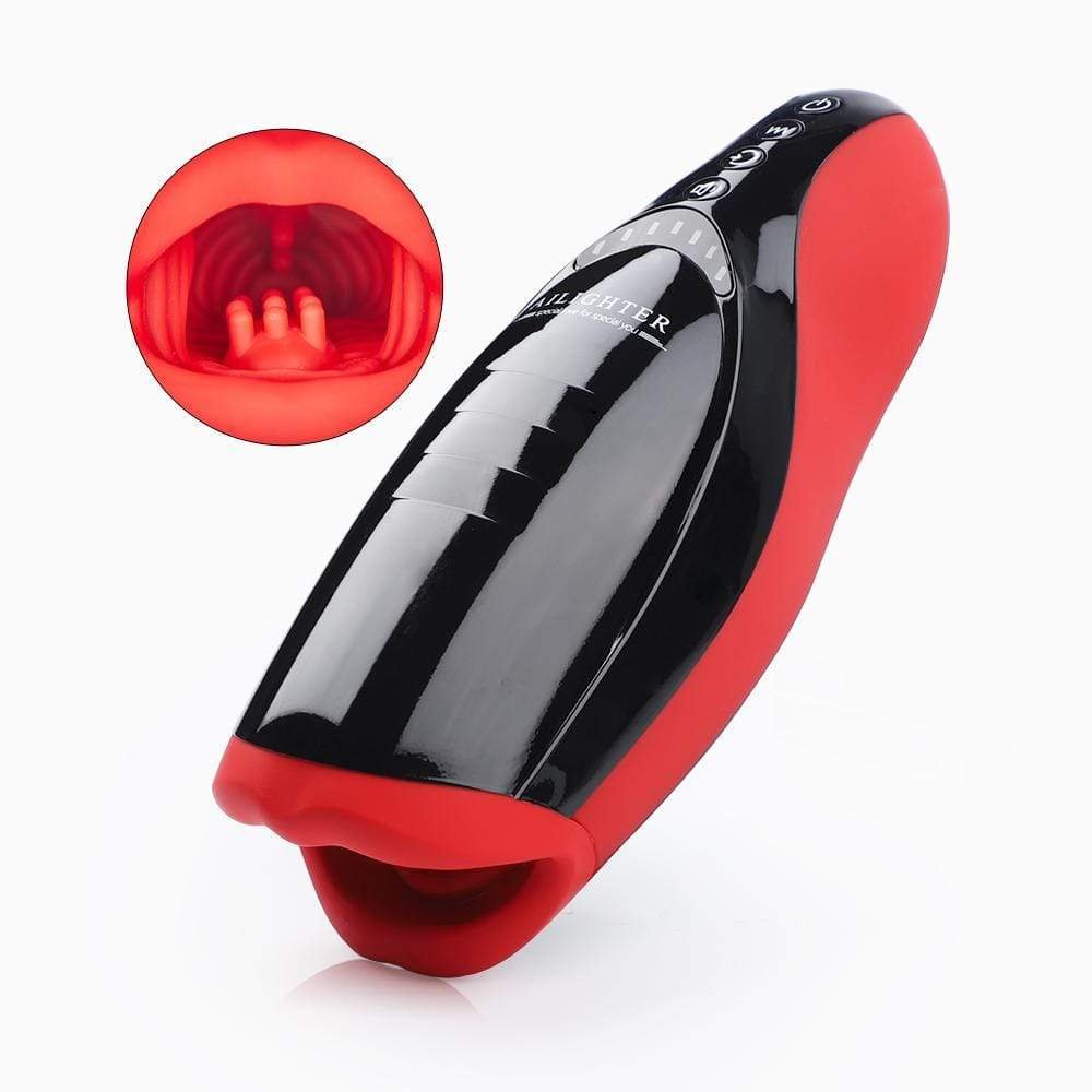 Blazing Red Lip 5-Frequency Sucking 10-Speed Vibrating Heating Voice Blowjob Masturbation Cup