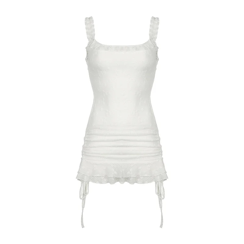 Ueong Temperament Stacked Square Collar Agaric Edge Suspender Skirt Slim Waist Pure Desire Spicy Girl Hip Dress