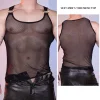 Men's Top Mesh Thin Hollow Sexy High Stretch Body Shaping Pure Skin-Friendly Breathable Lingerie Nylon Vest See Through