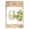 Retro Cream Caramel Cartoon Bunny Bear 0 - 9 Numbers Latex Aluminum Film Balloons Flags Package Kids Birthday Party Decors