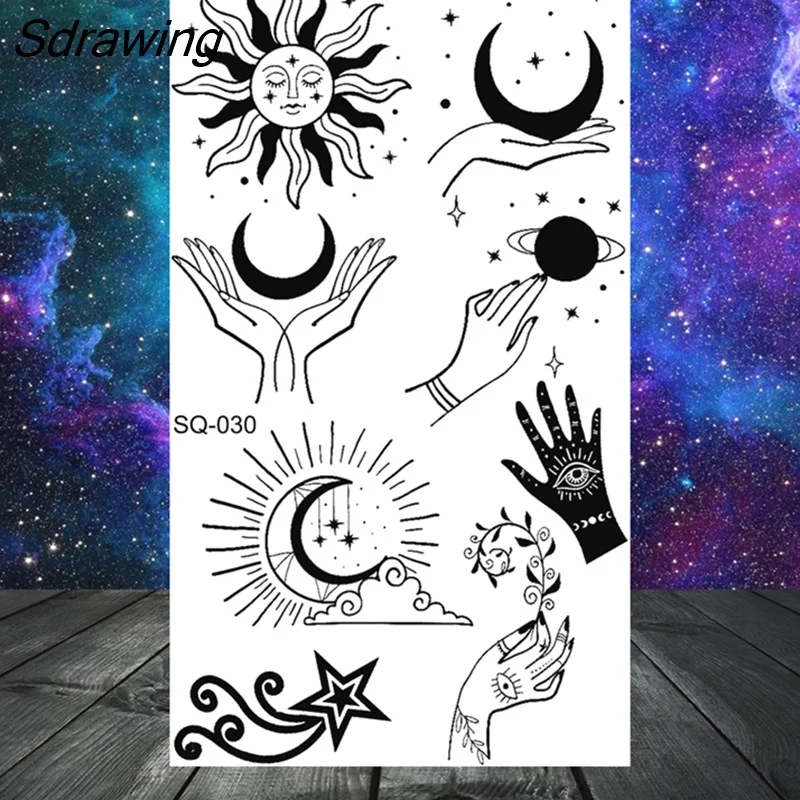 Sdrawing Tribal Anchor Scorpion Dragon Thorns Temporary Tattoos For Women Men Kids Cross Tatoo Butterfly Skull Fake Tattoo Small