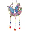 1PC Butterfly 5D DIY Diamond Painting Wind Chimes Suncatcher Kit Double Sided Diamond Art Kits Suncatcher with Crystal Pendant for Home Wall Window Decor Adults DIY Art Craft