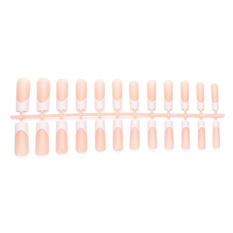 24pcs Square Fake Nails Extra Long Nude Pink French False Nails Simple Fingernail Decoration Artificial Full Nail Art Tips