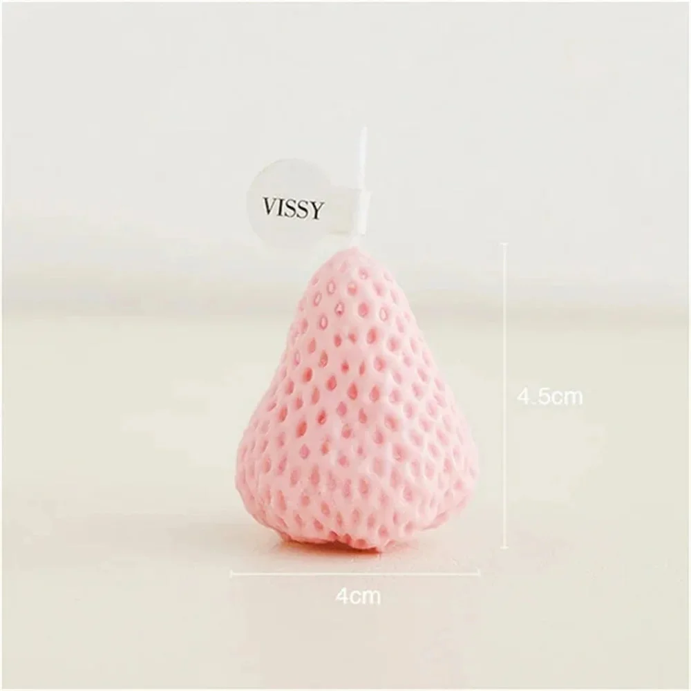 Athvotar 1/4Pcs Strawberry Candles Soy Wax Aromatherapy Scented Candles Cake Toppers for Birthday Party Baby Shower Home Decorations