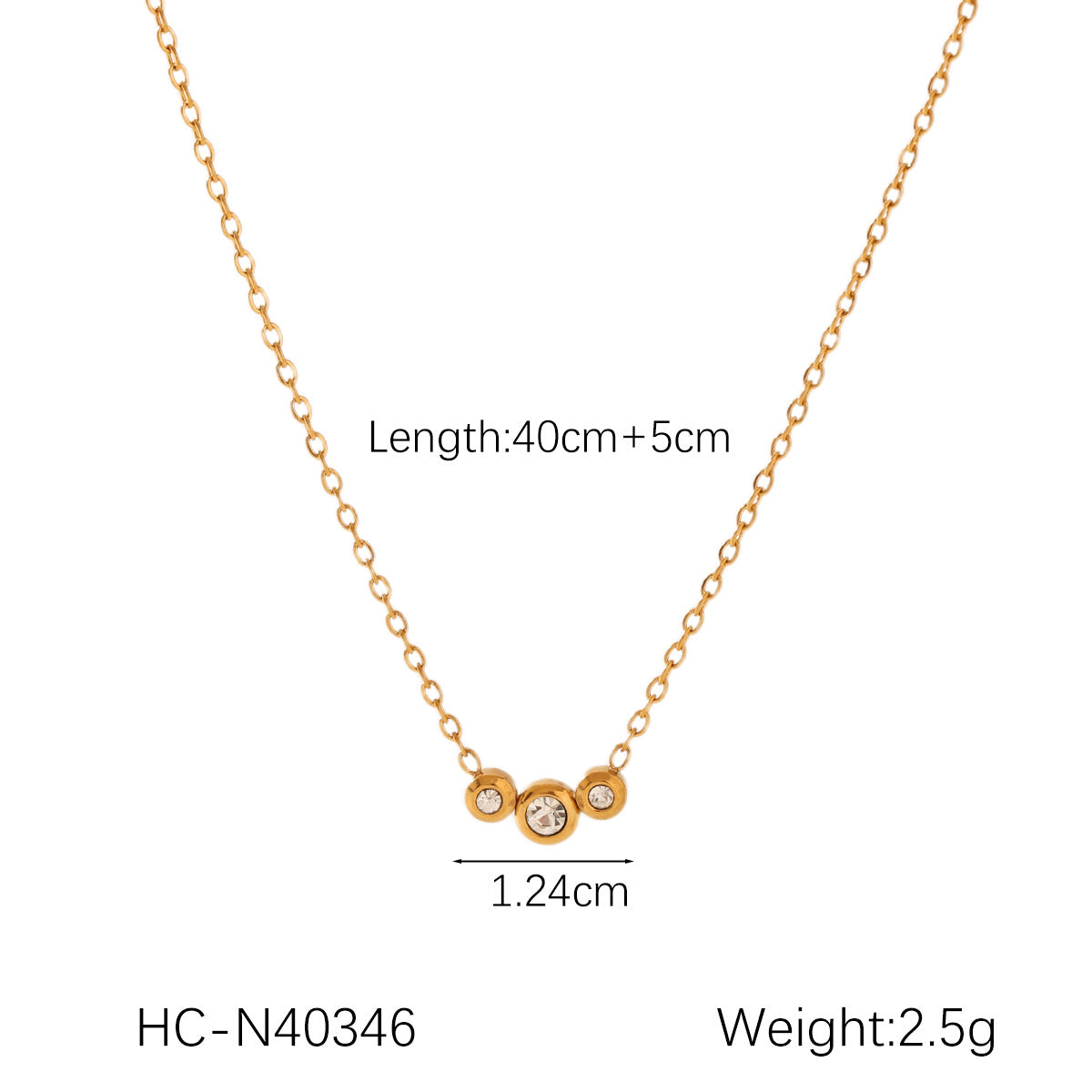 18K Gold Geometric Stainless Steel Inlaid Zircon Pendant Necklace Female Niche Design Titanium Steel Clavicle Chain
